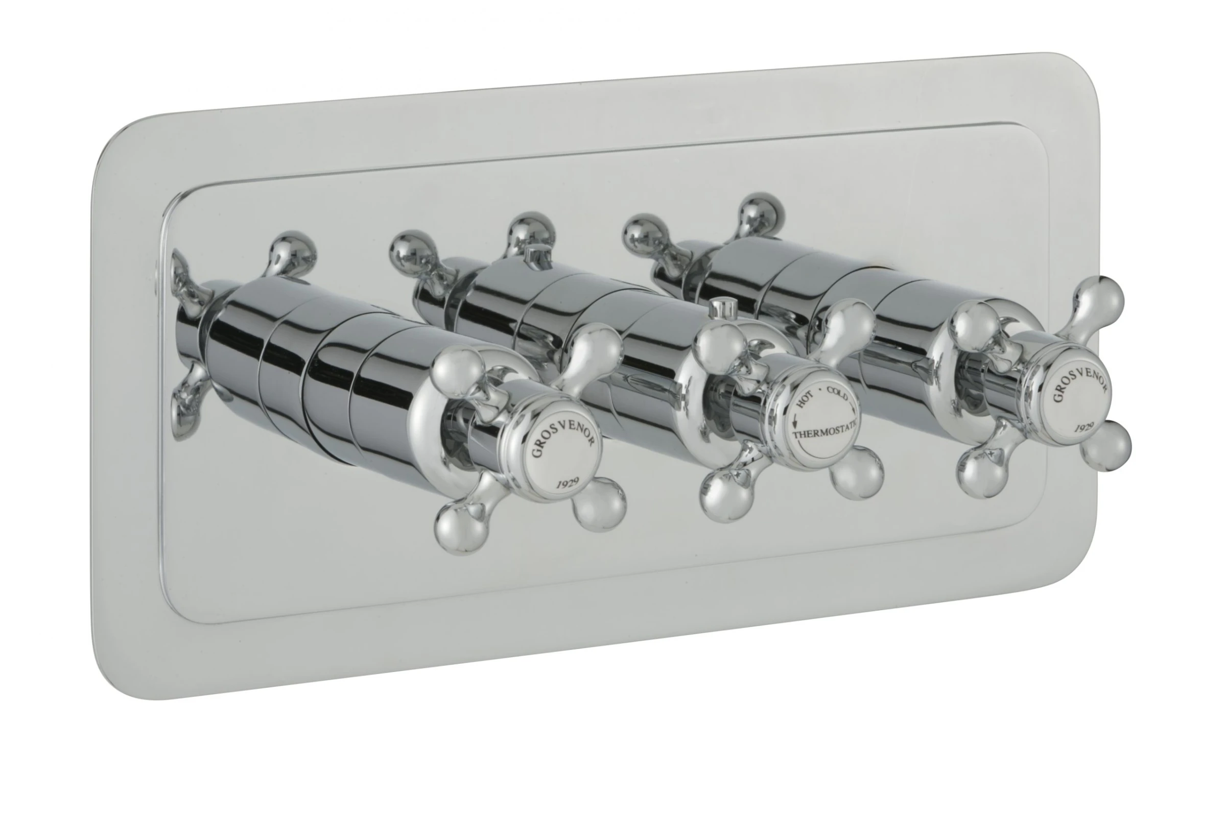 Just Taps Grosvenor Cross Thermostatic 3 Outlet Valve Horizontal Chrome