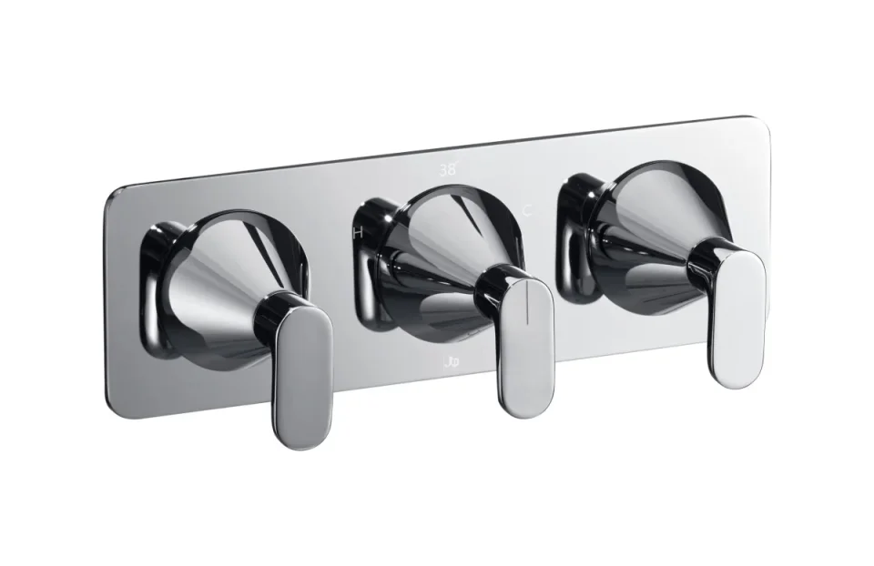 Just Taps Kono Thermostatic Concealed 3 Outet Shower Valve (both Handles Included) Chrome product image - Image 1