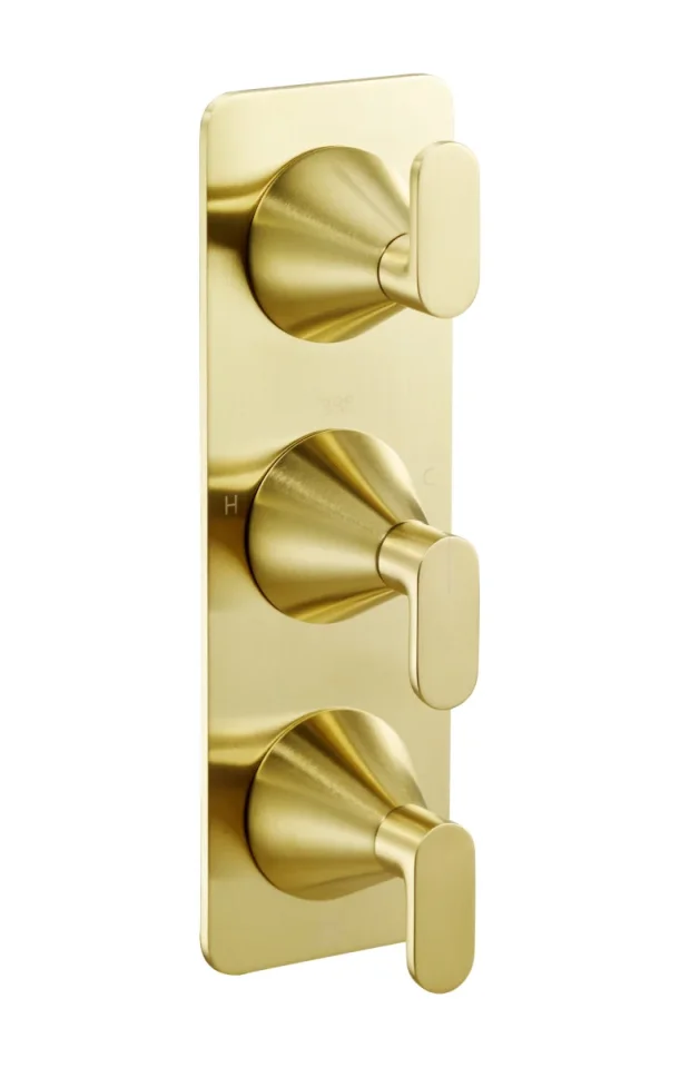 Just Taps Kono Thermostatic Concealed 2 Outlet Shower Valve (both Handles Included) Brushed Brass product image - Image 1