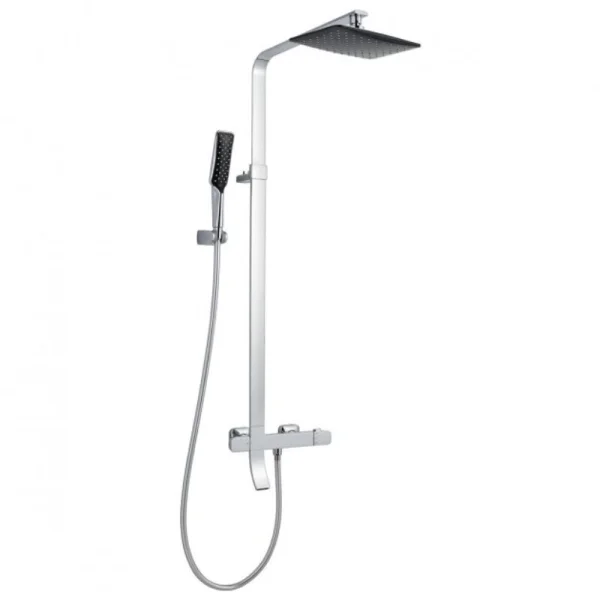 Just Taps Thermostatic Shower Pole With Overhead Shower Chrome