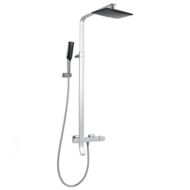 Just Taps Thermostatic Shower Pole With Overhead Shower Chrome product image - Image 1