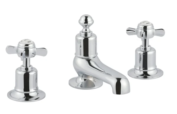 Just Taps Grosvenor Pinch 3 Hole Deck Mounted Bath Filler Chrome