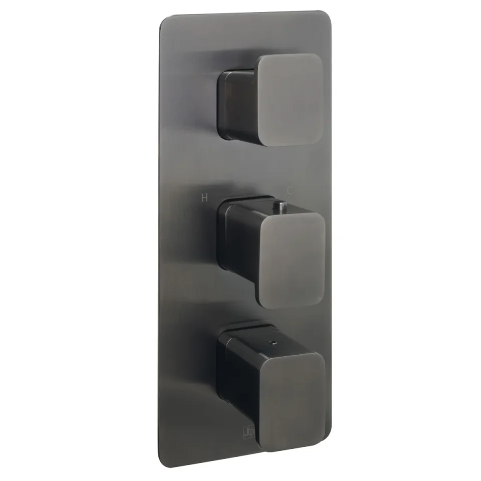 Just Taps Hix Thermo Valve 3 Option 3 Handle Vertical Brushed Black product image - Image 1