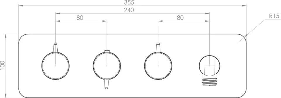 Saneux Eden 3 Way Handles & Plate Finish Kit In Landscape With Outlet Elbow (for Ed021l.h) - Chrome detail view - Image 2