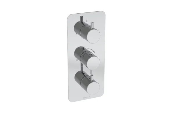 Saneux Cos 2 Way 3 Handle Thermostatic Shower Valve Kit - W/ Classic Handle - Portrait - Chrome