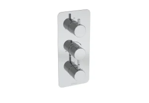 Saneux Cos 2 Way 3 Handle Thermostatic Shower Valve Kit - W/ Classic Handle - Portrait - Chrome