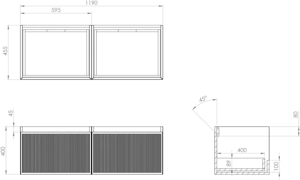 Saneux Monument 120cm Kit - 2 X 60cm 1 Drawer Wall Mounted Unit & 120cm Countertop - Matte Black product image - Image 1
