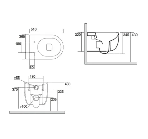 Crosswater Glide Ii Wall Hung Toilet Rimless 52 White detail view - Image 5