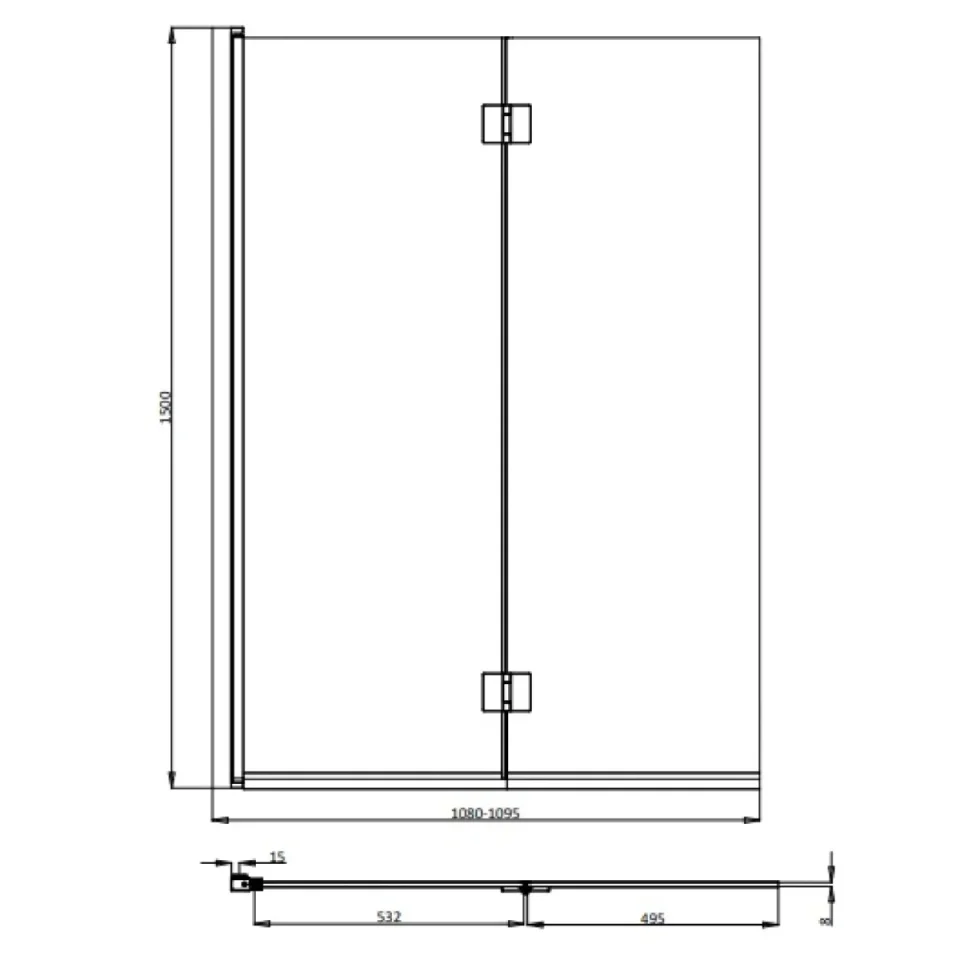 Crosswater Asura Fully Folding Bath Screen Brushed Nickel detail view - Image 4