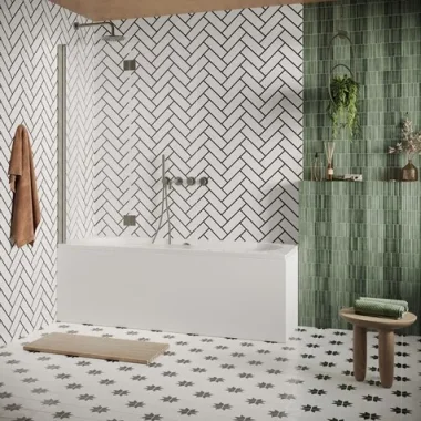 Crosswater Asura Fully Folding Bath Screen Brushed Nickel detail view - Image 6