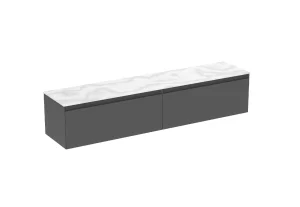 Saneux Uni 200cm Kit - 2 X 100cm 1 Drawer Wall Mounted Unit & 200cm Countertop - Matte Anthracite