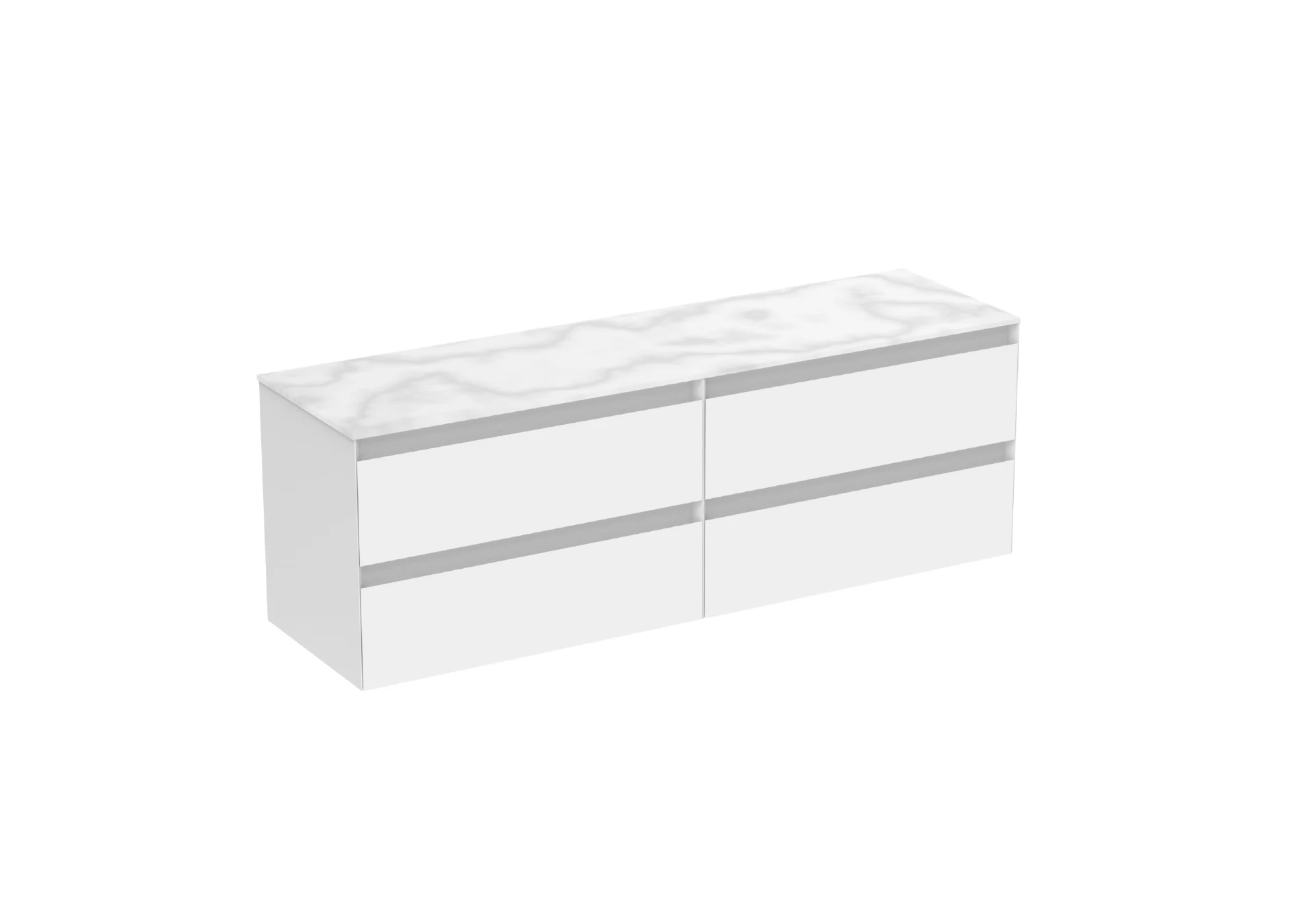 Saneux Uni 160cm Kit - 2 X 80cm 2 Drawer Wall Mounted Unit & 160cm Countertop - Matte White