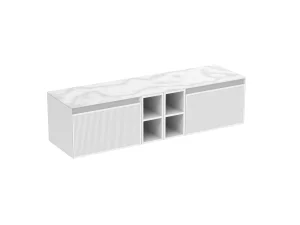 Saneux Monument 160cm Kit - 2 X 60cm 1 Drawer Wall Mounted Unit, 2 X 20cm Spacers & 160cm Countertop - Matte White