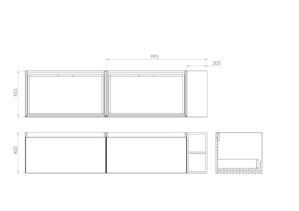 Saneux Uni 180cm Kit - 2 X 80cm 1 Drawer Wall Mounted Unit, 20cm Spacer & 180cm Countertop - English Oak detail view - Image 4