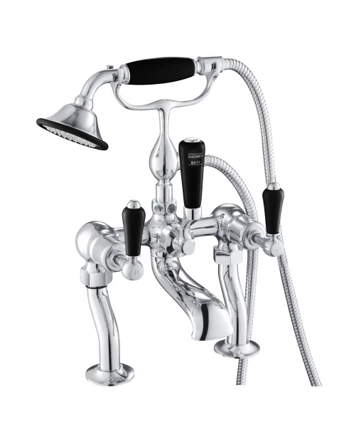 Just Taps Grosvenor Lever Deck Bath Shower Mixer With Kit Matt Black