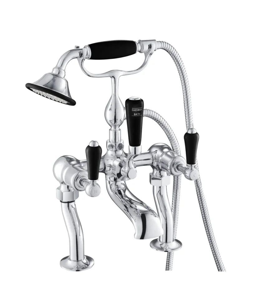 Just Taps Grosvenor Lever Deck Bath Shower Mixer With Kit Matt Black product image - Image 1
