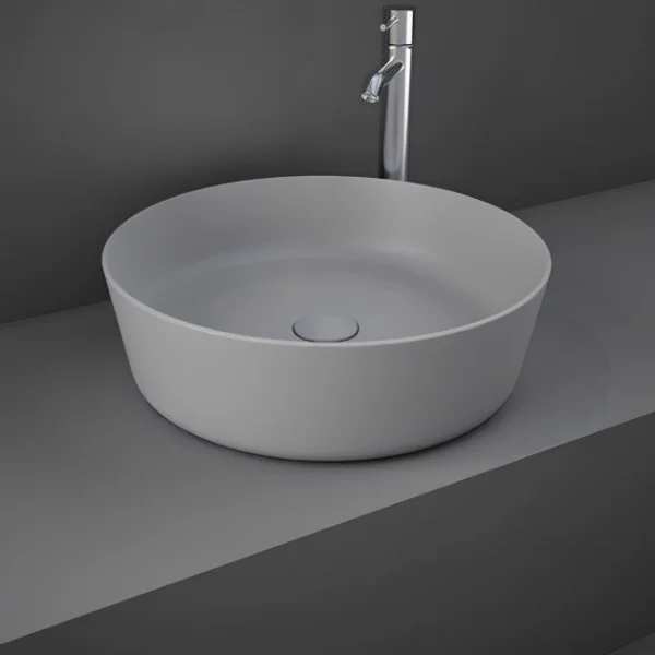 Rak Feeling 42cm Round Counter Top Wash Basin In Matt Grey