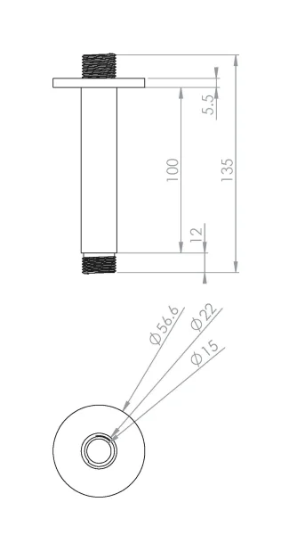 Saneux Cos 100mm Round Ceiling Mounted Shower Arm - Brushed Nickel