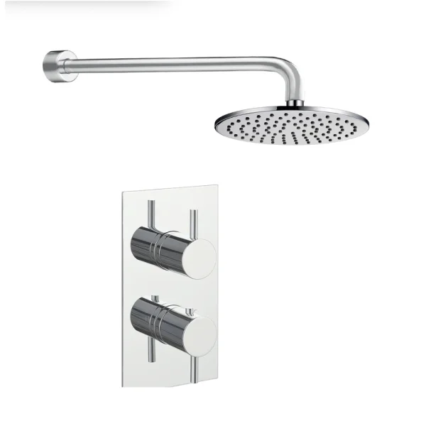 Just Taps Florence 1 Outlet Shower Valve, Overhead Shower 200mm, Round Shower Arm 300mm