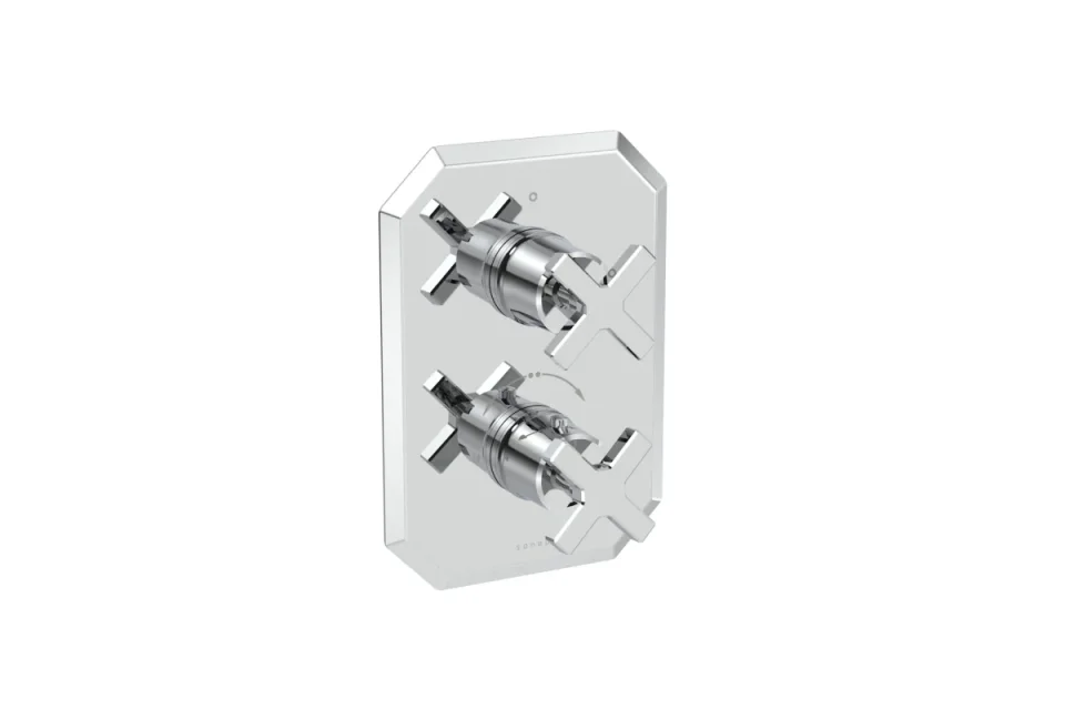 Saneux Cromwell 2 Way Cross Handle & Plate Finish Kit (for Cr020x) - Chrome detail view - Image 2