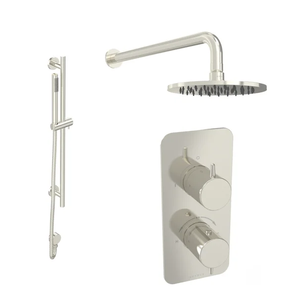 Saneux Eden 2 Way Shower Kit - W/ Slim Handset & Slider Rail - Brushed Nickel