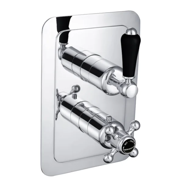 Just Taps Grosvenor Lever Concealed Thermostatic 2 Outlet Valve Matt Black
