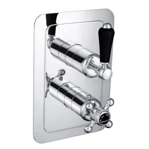 Just Taps Grosvenor Lever Concealed Thermostatic 2 Outlet Valve Matt Black