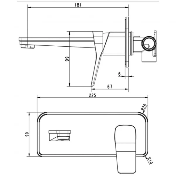 Just Taps Hix Single Lever Wall Mounted Basin Mixer Brushed Black