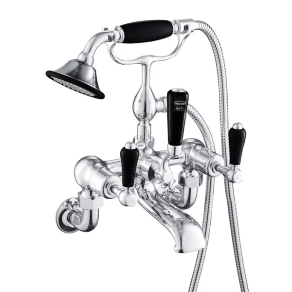 Just Taps Grosvenor Lever Wall Mounted Bath Shower Mixer With Kit Matt Black