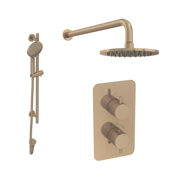 Saneux Cos 2 Way Shower Kit - W/ 3 Function Handset & Slider Rail & Shower Head - Brushed Bronze