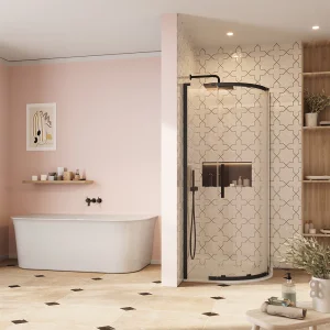 Crosswater Asura 8mm Quadrant Single Door A 800 x 800 Fixed Panels Matt Black