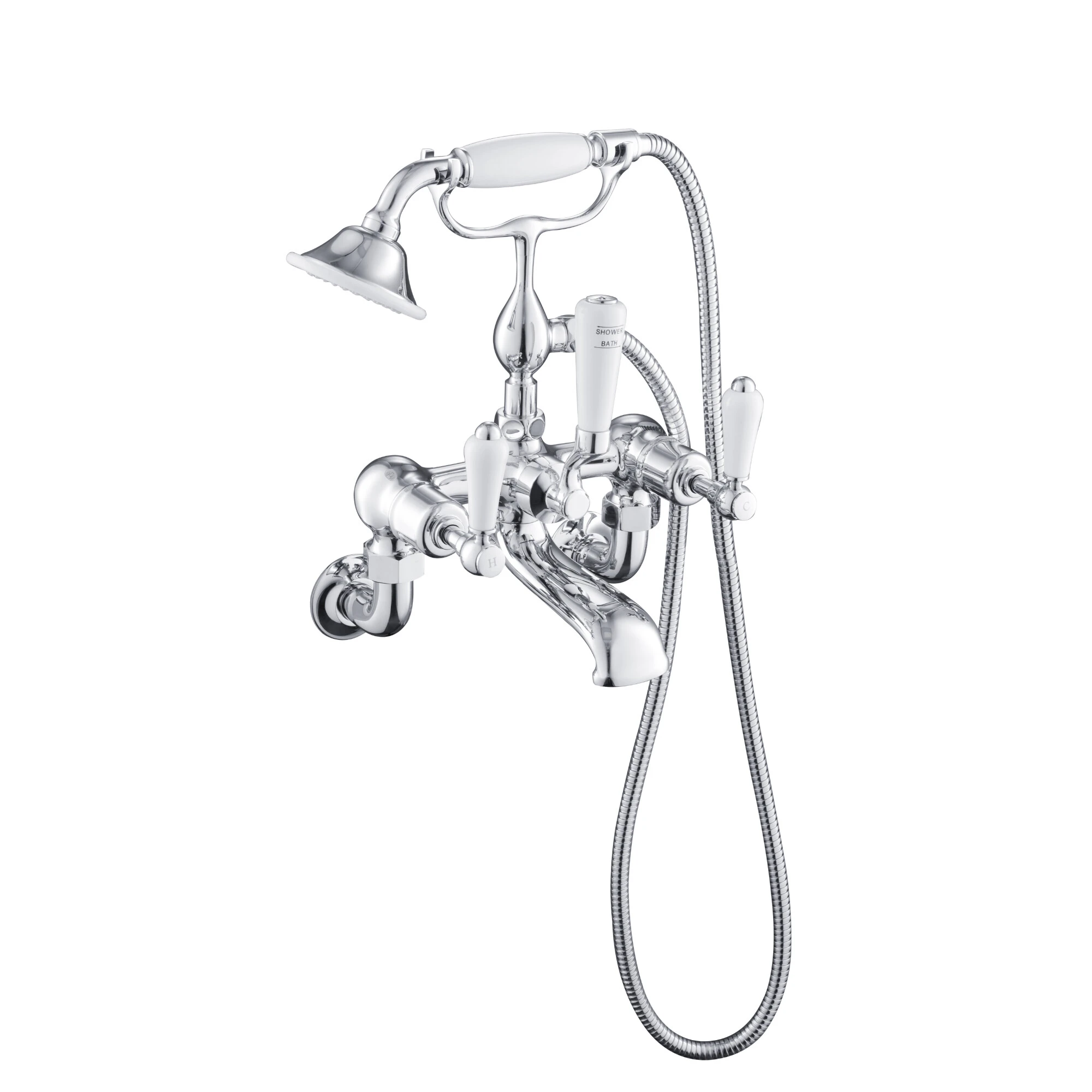 Just Taps Grosvenor Lever Wall Mounted Bath Shower Mixer With Kit Chrome