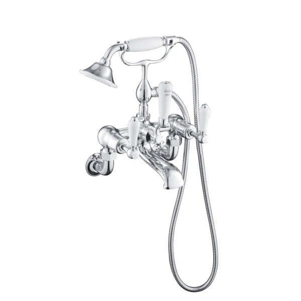 Just Taps Grosvenor Lever Wall Mounted Bath Shower Mixer With Kit Chrome
