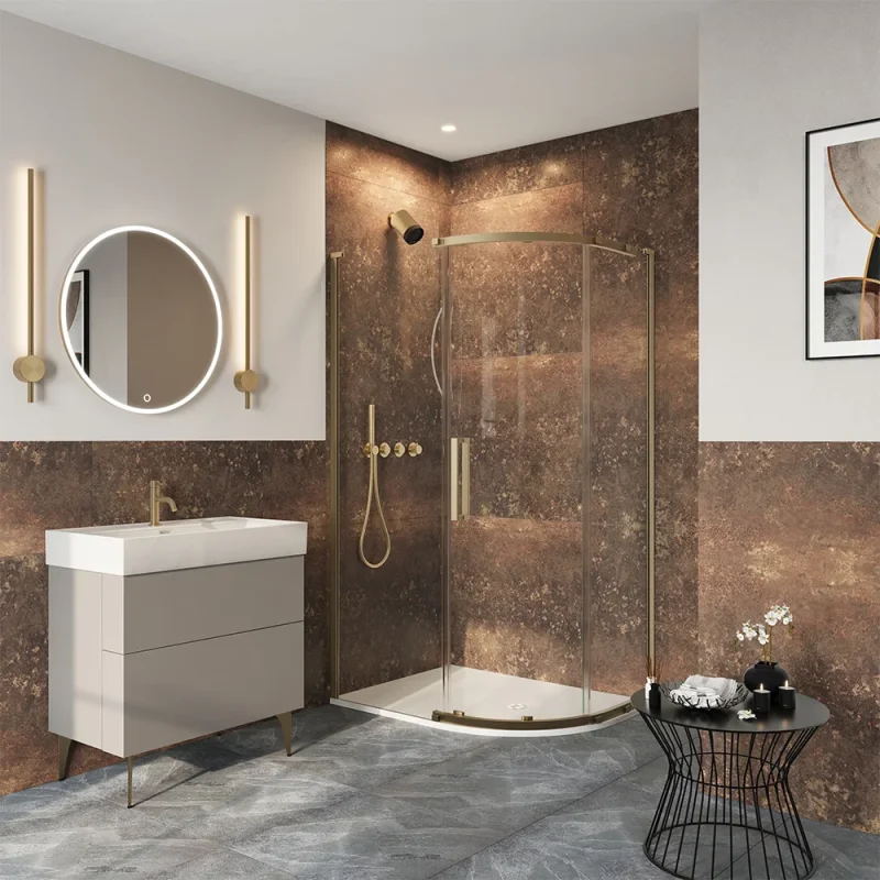 Crosswater Asura 8mm Quadrant Single Door B 1200 x 800 Moving Door Brushed Brass product image - Image 1
