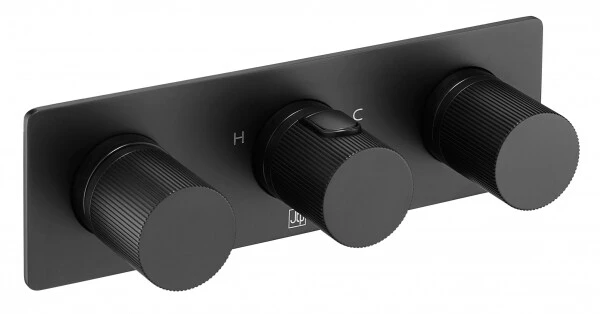 Just Taps Evo Thermostatic Concealed 2 Outlet Shower Valve Matt Black