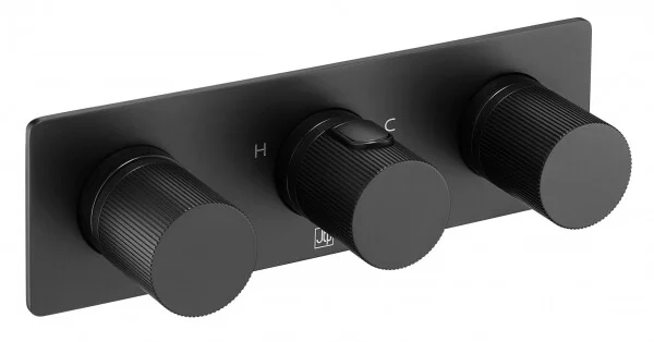 Just Taps Evo Thermostatic Concealed 2 Outlet Shower Valve Matt Black