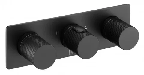Just Taps Evo Thermostatic Concealed 2 Outlet Shower Valve Matt Black product image - Image 1