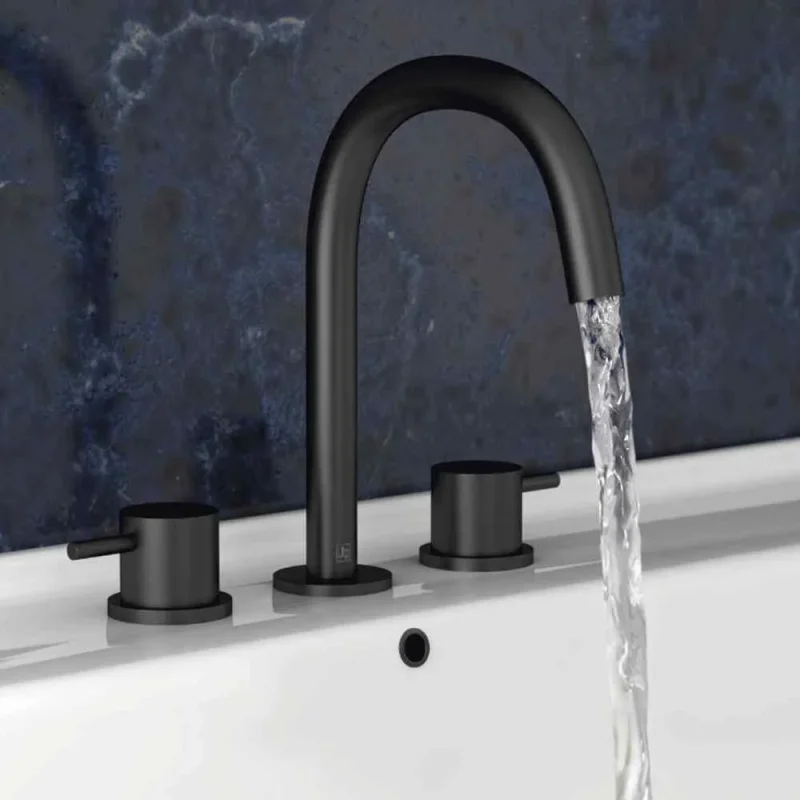 Just Taps 3 Hole Deck Mounted Basin Mixer With Designer Handle Matt Black detail view - Image 4