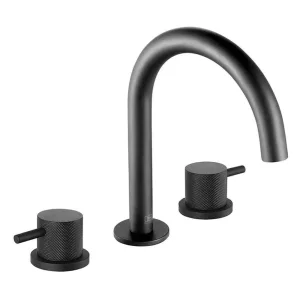 Just Taps 3 Hole Deck Mounted Basin Mixer With Designer Handle Matt Black