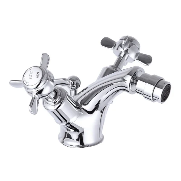 Just Taps Grosvenor Pinch Bidet Mixer With Pop Up Waste Chrome