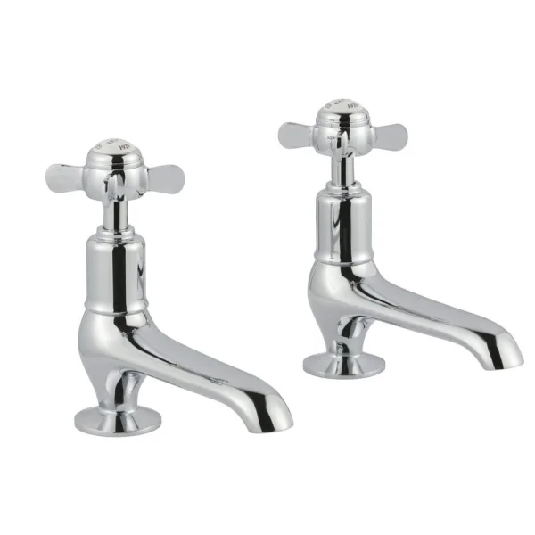 Just Taps Grosvenor Pinch Long Nose Basin Taps Chrome