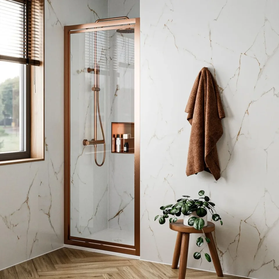 Crosswater 6mm Infold Door 900 Brushed Bronze product image - Image 1