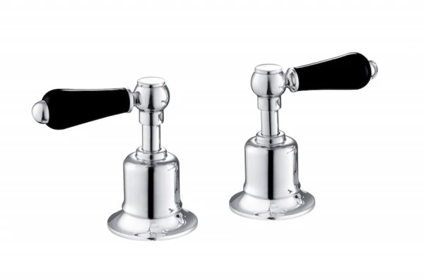 Just Taps Grosvenor Lever Panel Valves Chrome with Black Handles