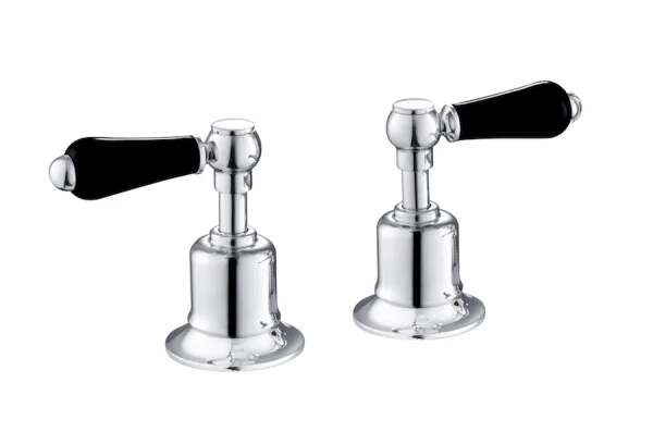 Just Taps Grosvenor Lever Panel Valves Chrome with Black Handles