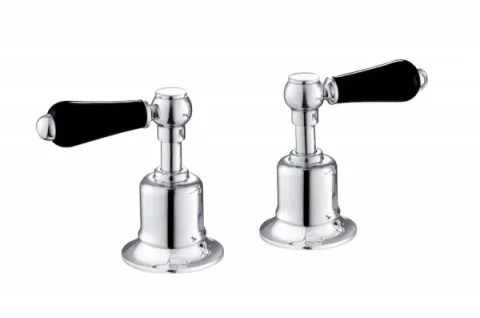 Just Taps Grosvenor Lever Panel Valves Chrome with Black Handles product image - Image 1