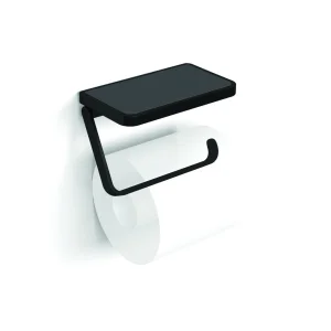 Hib Atto (black) Toilet Roll Holder With Shelf & Anti-slip Mat