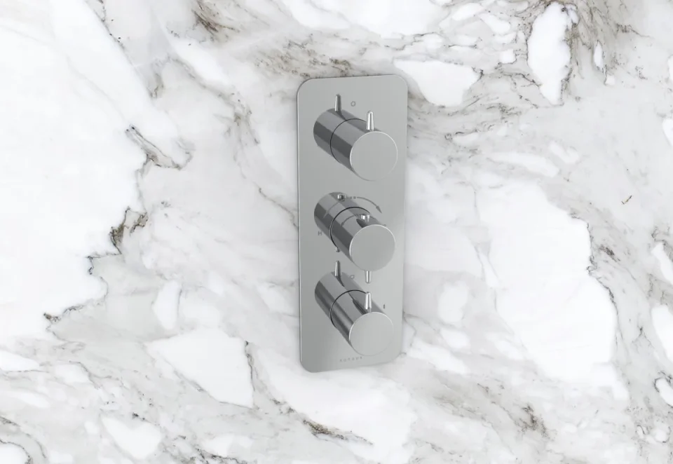 Saneux Eden 3 Way Thermostatic Shower Valve Kit In Portrait - Chrome detail view - Image 3