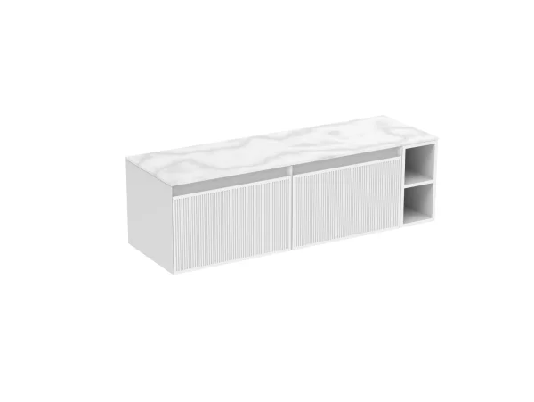 Saneux Monument 140cm Kit - 2 X 60cm 1 Drawer Wall Mounted Unit, 20cm Spacer & 140cm Countertop - Matte White
