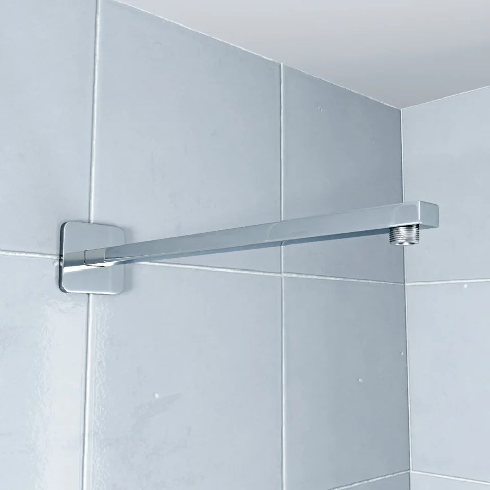 Just Taps Hix Square Shower Arm Chrome detail view - Image 2