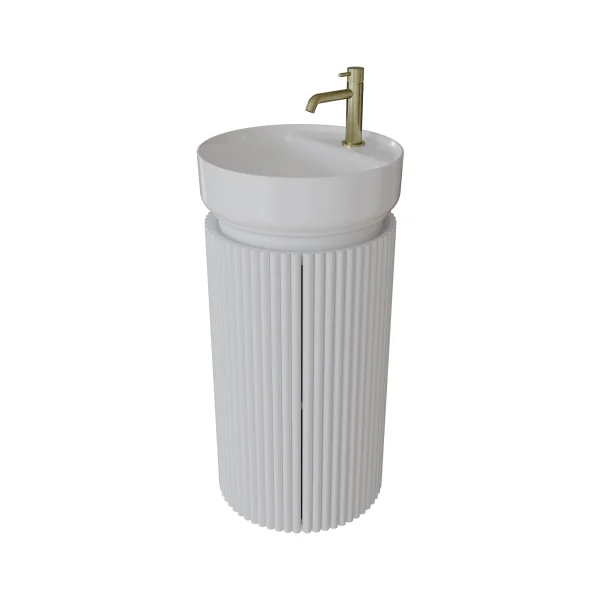 Saneux Oxford 40cm Fluted Floor Standing Basin Unit - Matte White
